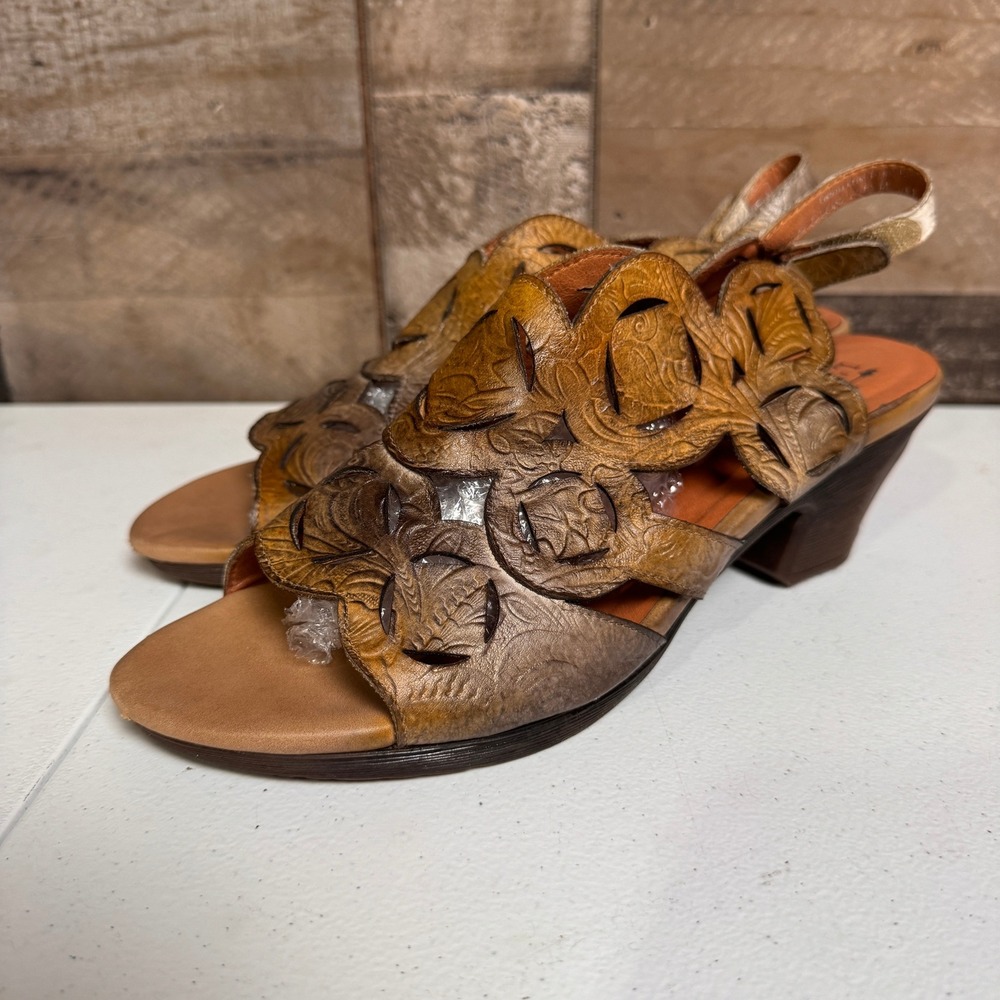 Spring Step L'Artiste Sandals Womens 41 / 10 Bronze Leather Heel Medallion Artsy